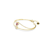 Chroma bangle, Heart, Red, Gold-tone plated